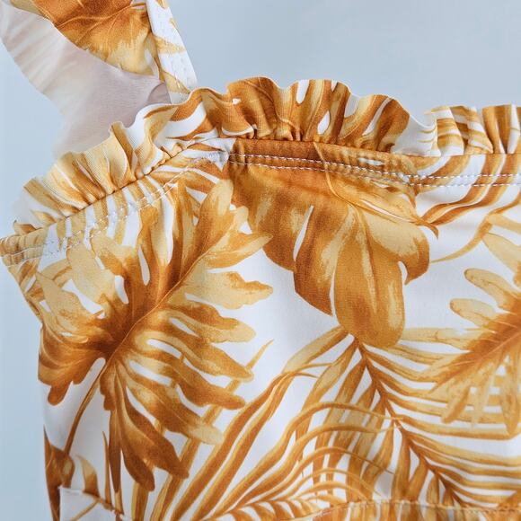 Janie and Jack Yellow One Piece Swimsuit Tropical Palm Bathing Suit | Girl's 6 - Picture 14 of 16